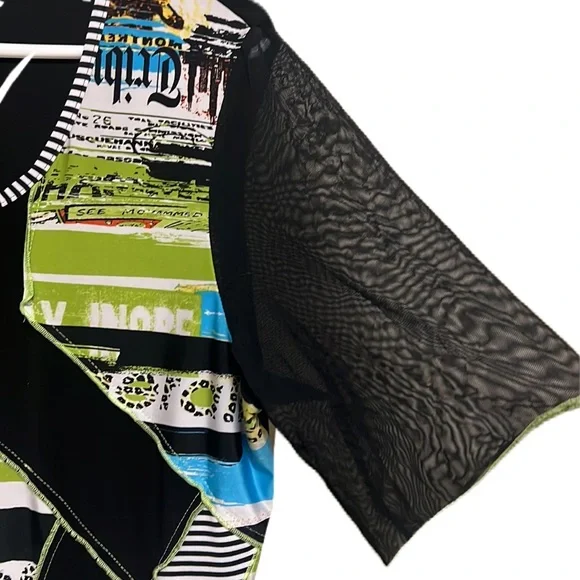 Michael Tyler, Scoop Neckline, Short Sleeves, Arty Top, Multi Colors, Size XL - Picture 3 of 7